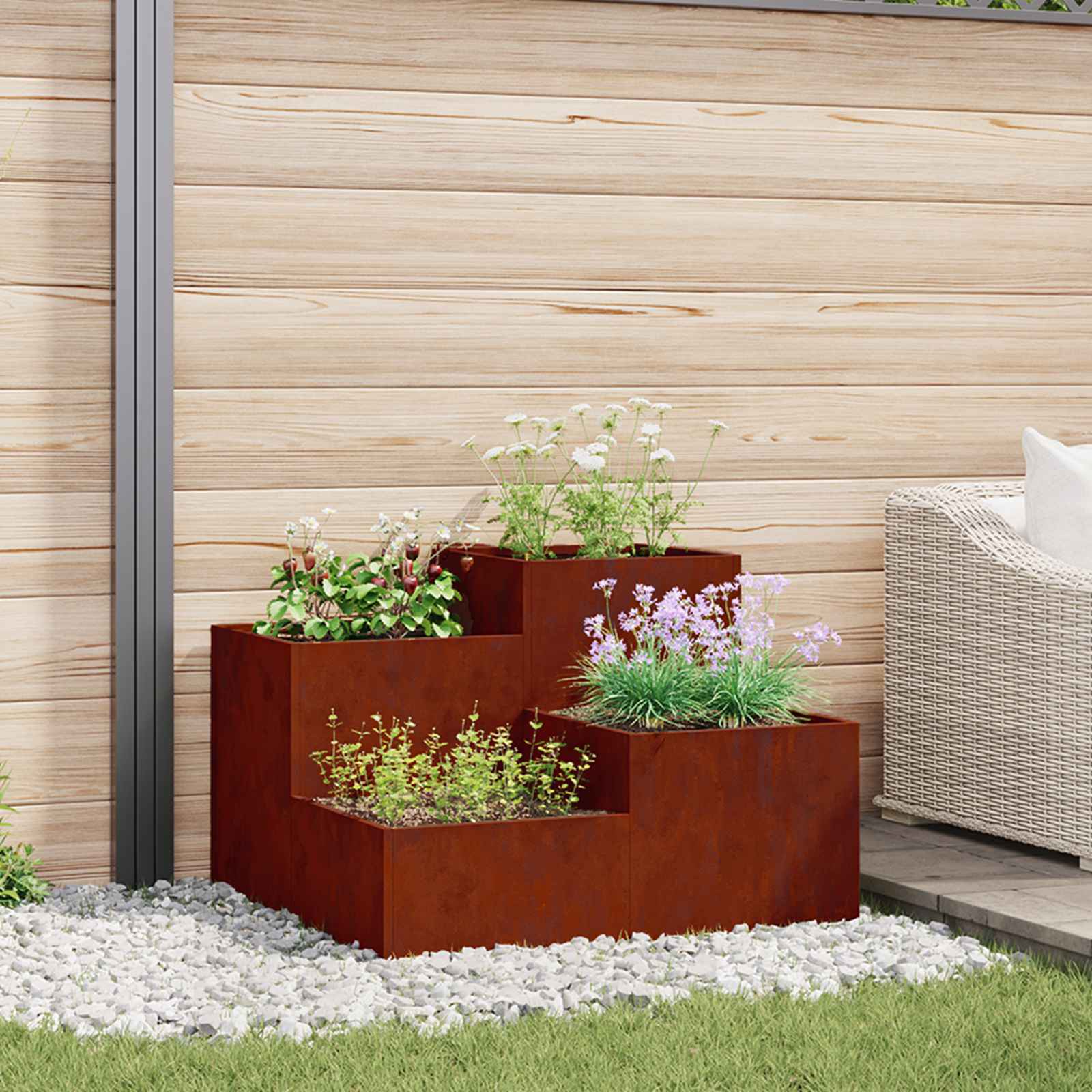 Tuin Bloempot Roestig 80 x 80 x 60 cm Cortenstaal