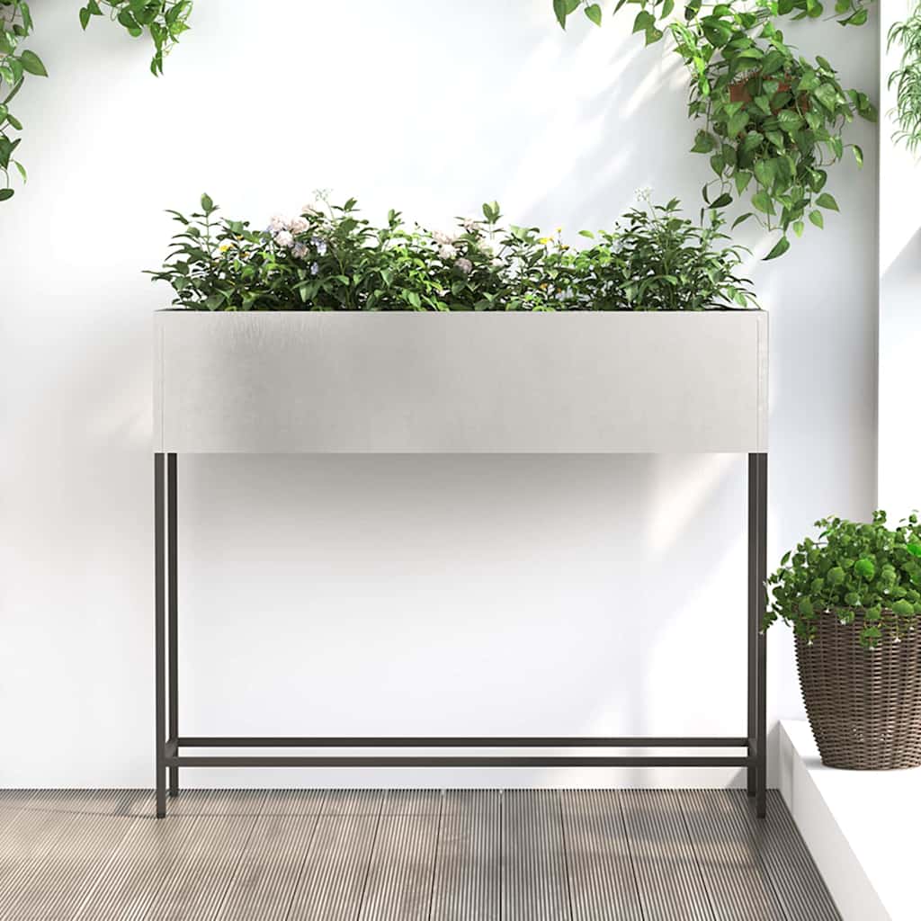 Verhoogde Tuin Plantbak Zilver 100 x 26 x 82 cm Roestvrij staal