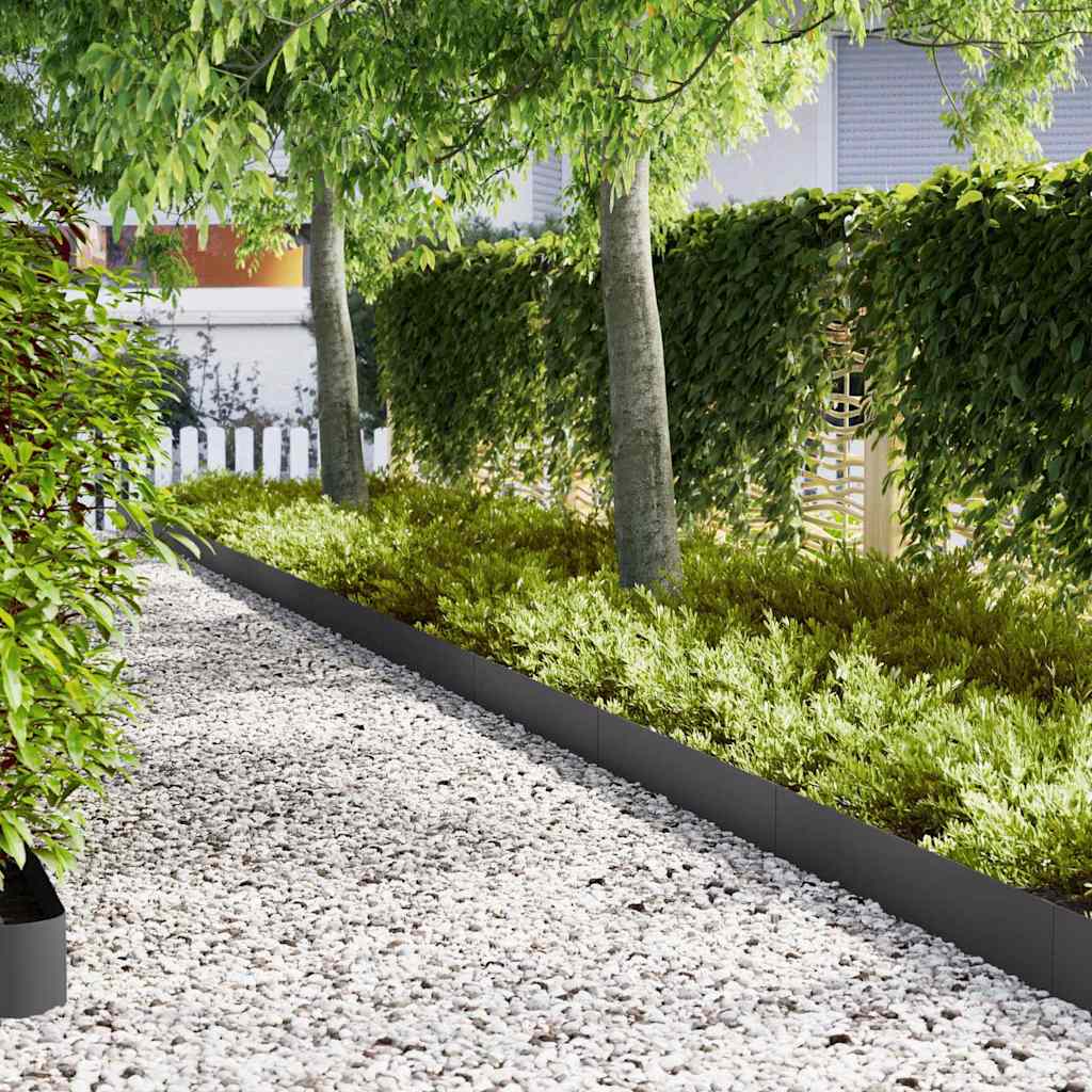 Tuinrand 10 pcs Zwart 100 x 0.05 x 20 cm Koudgewalst staal