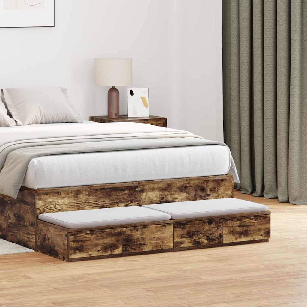Bedlades Gerookt eiken 120 x 36,5 x 16,5 cm Bewerkt hout