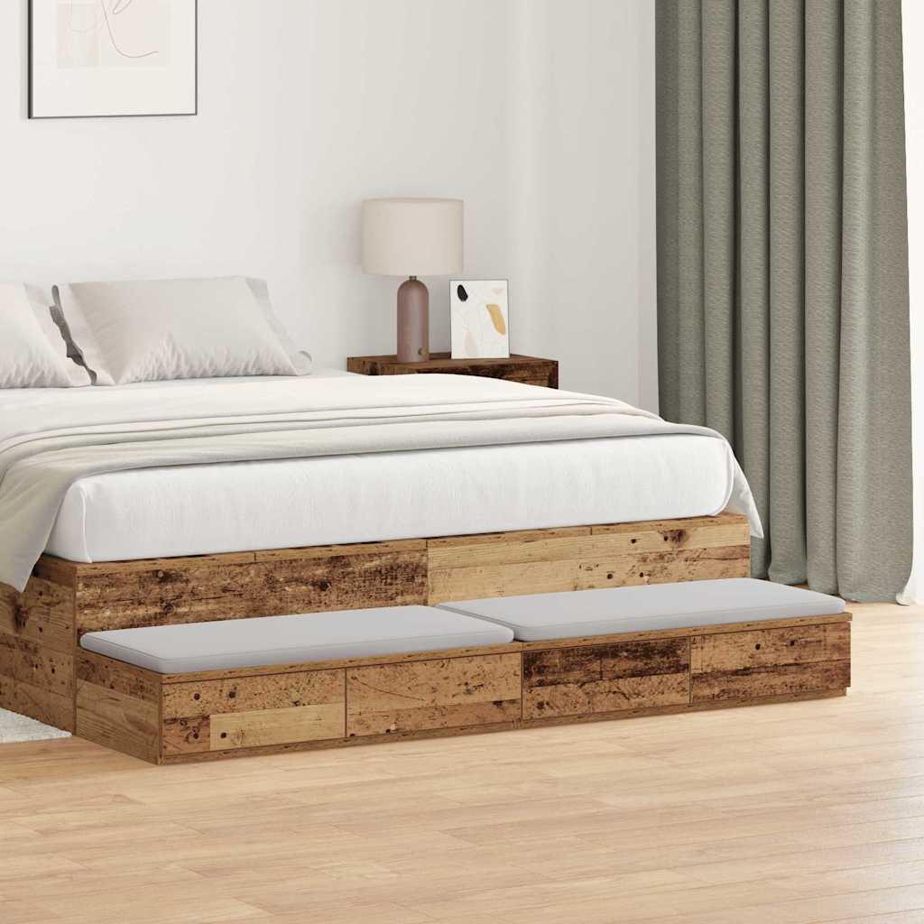 Bedlades met lade Oudhout 140 x 36,5 x 16,5 cm Bewerkt hout