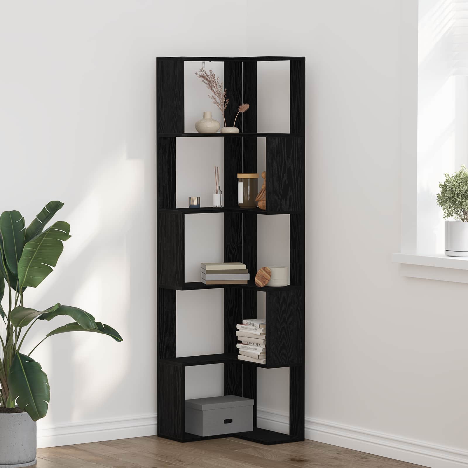 Boekenkast Zwart Eiken 50 x 50 x 179 cm
