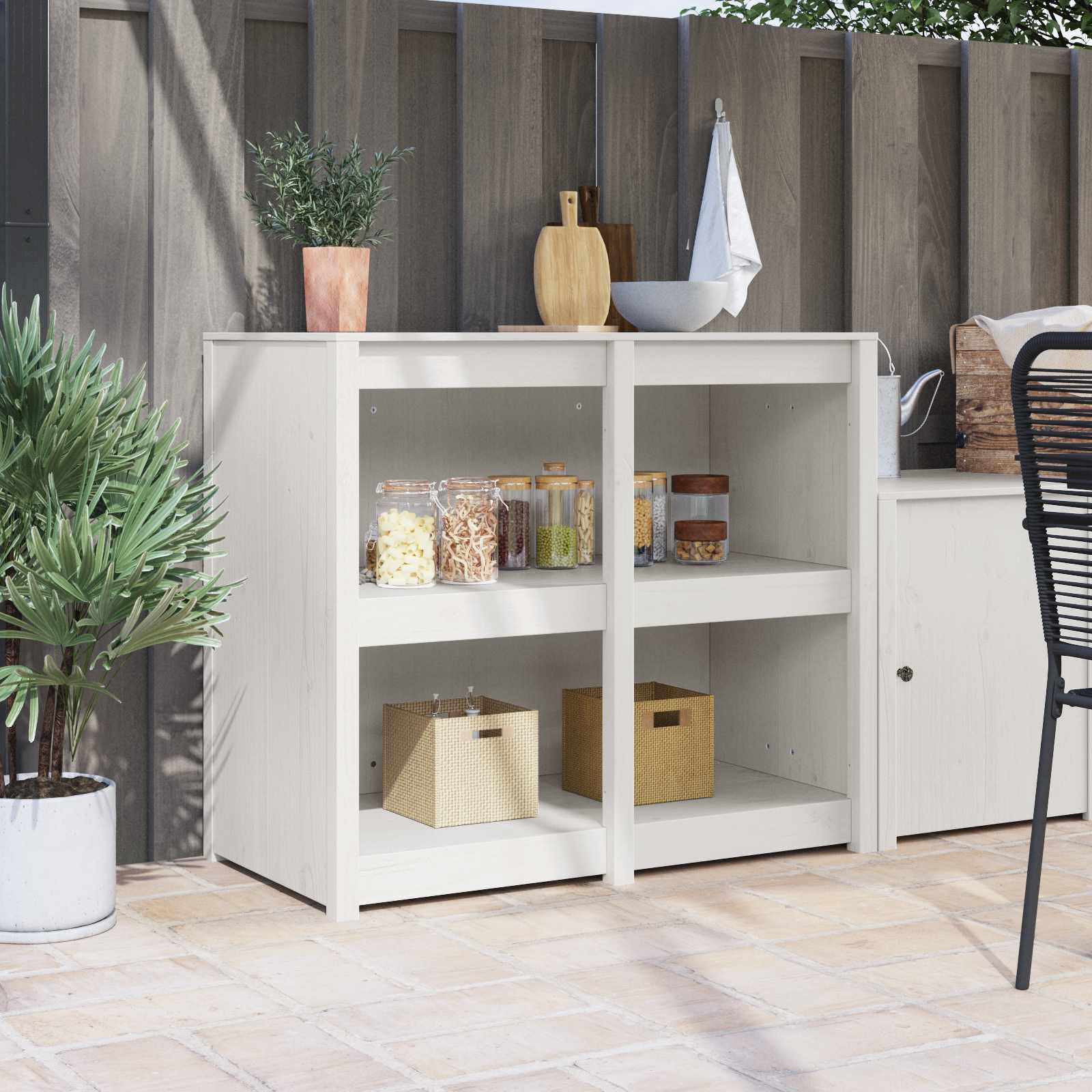Keukenkast MEPPEL Warmwit 106 x 55 x 92 cm Massief grenenhout