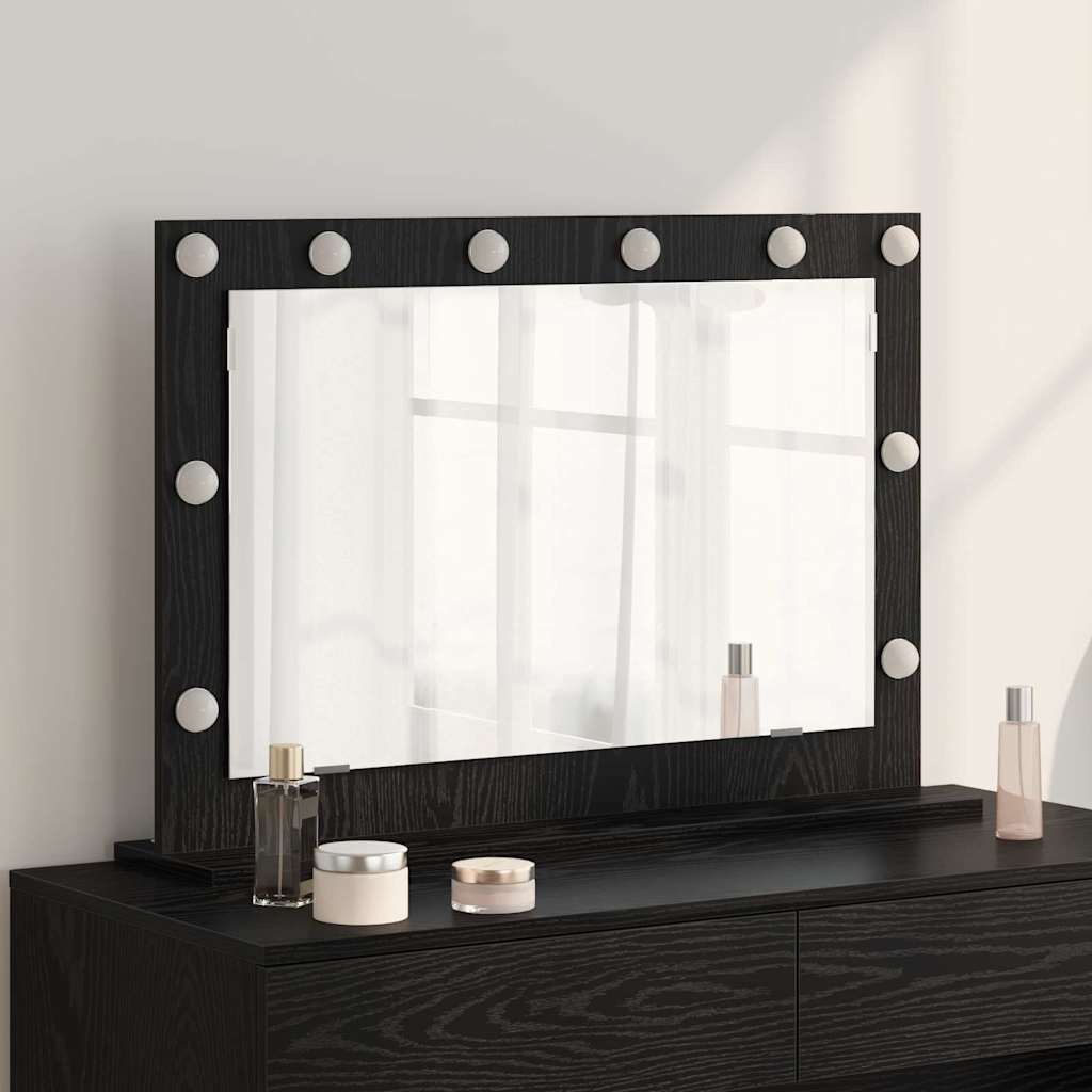 Schmink Spiegel Rechthoekig Zwart Eiken 80 x 15 x 18 cm – afbeelding 1