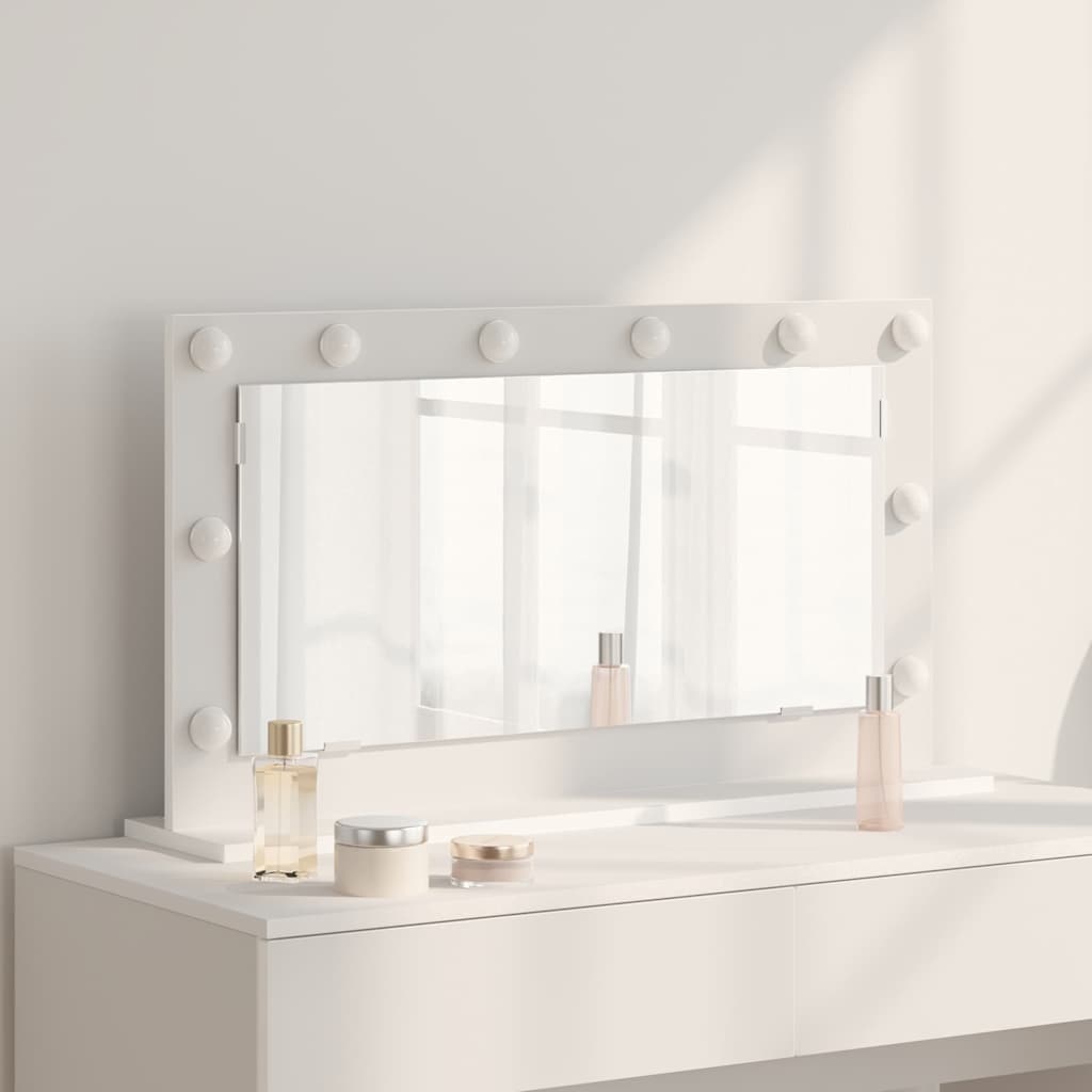 Schmink Spiegel Wit 80 x 45 x 18 cm Glas en Hout met Kunststof – afbeelding 1