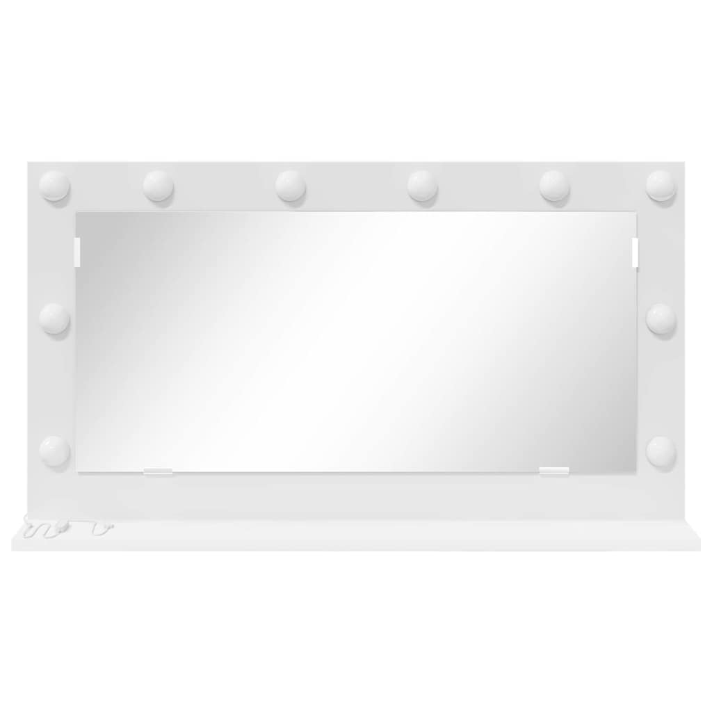 Schmink Spiegel Wit 80 x 45 x 18 cm Glas en Hout met Kunststof – afbeelding 4