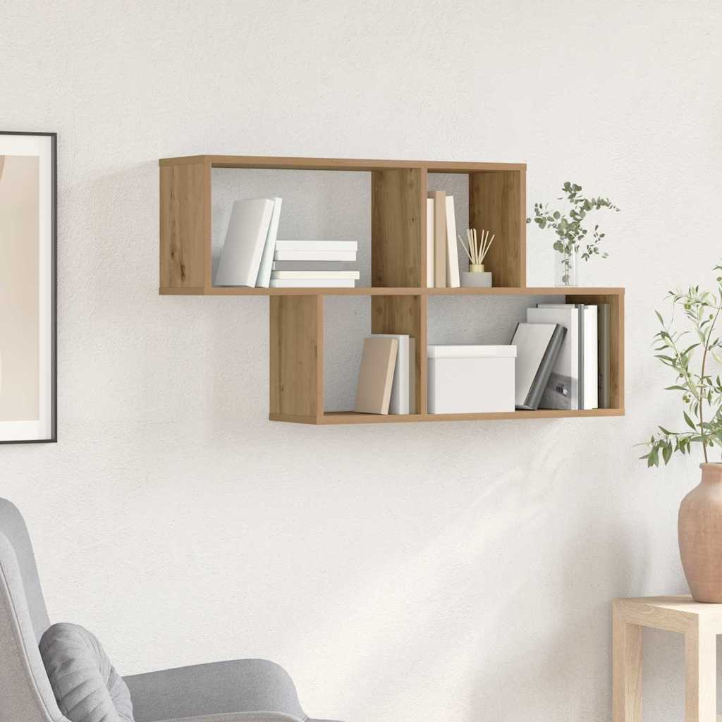 Wandplank met plank Wandgemonteerd Bruin Bewerkt hout