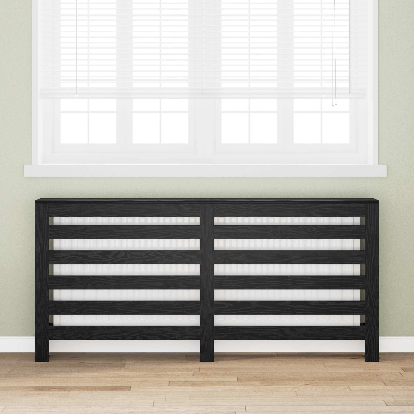Radiatorafdekking Zwart Eiken 175 x 20 x 82 cm Bewerkt hout