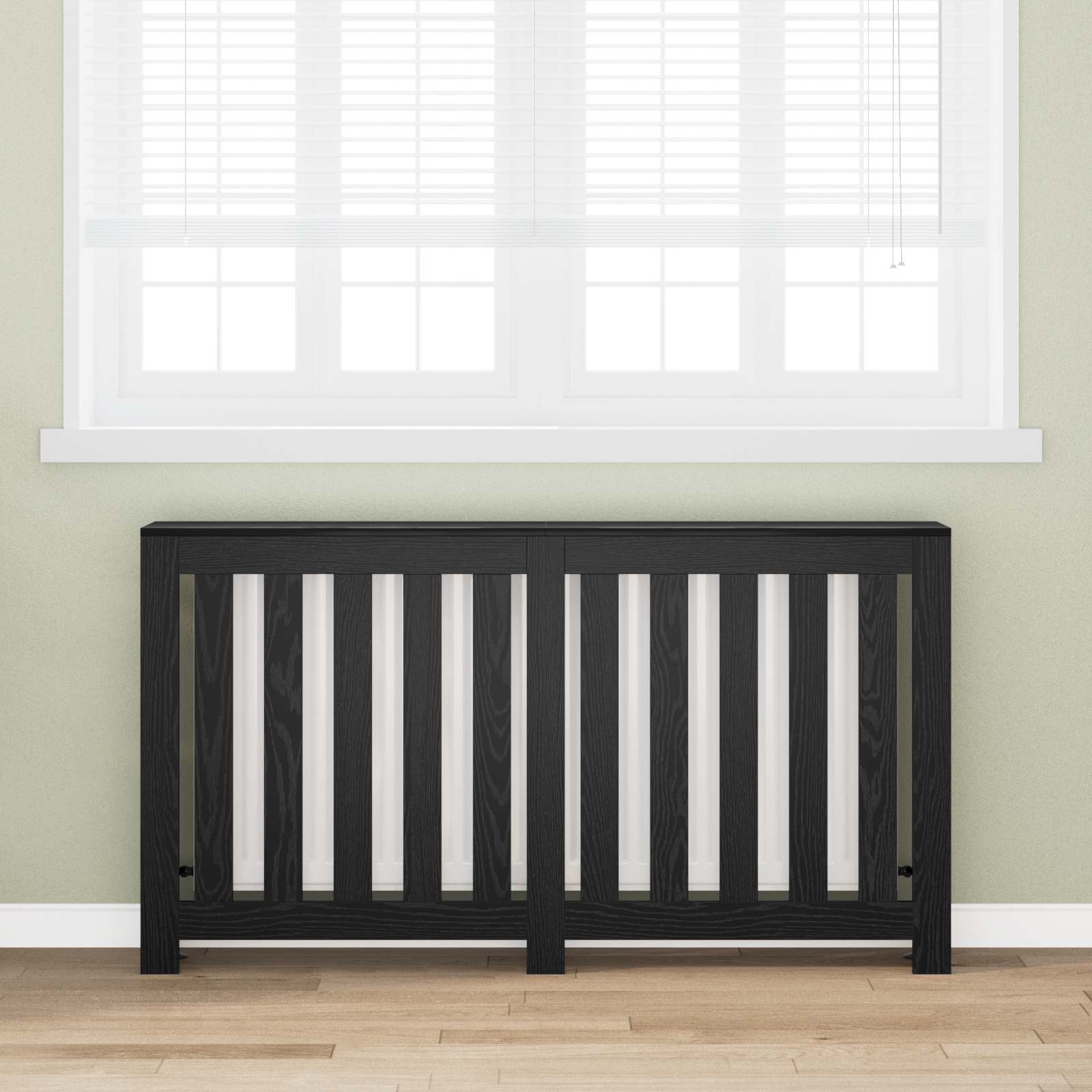 Radiatorafdekking Zwart Eiken 149 x 20 x 82 cm Bewerkt hout