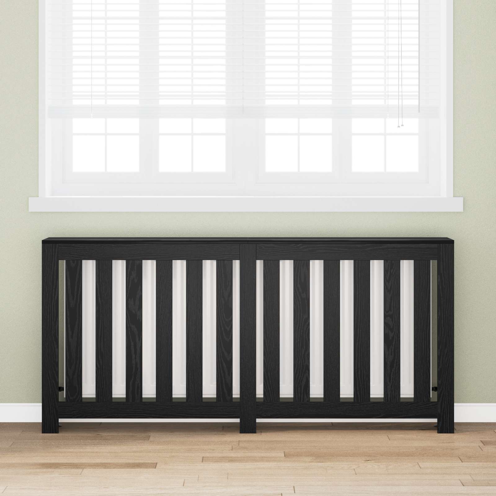 Radiatorafdekking Zwart Eiken 175 x 20 x 82 cm Bewerkt hout