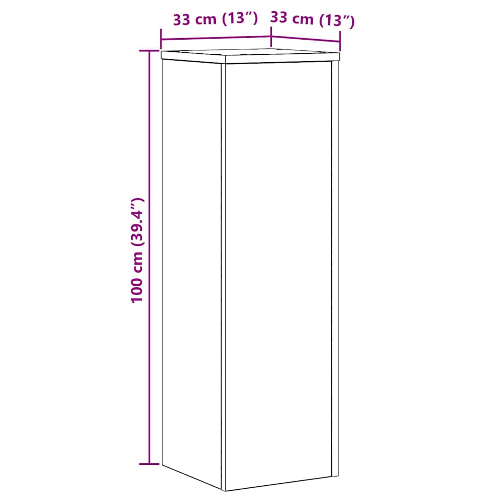 Plantenstandaard Zwart Eiken 33 x 33 x 100 cm Bewerkt hout – afbeelding 12