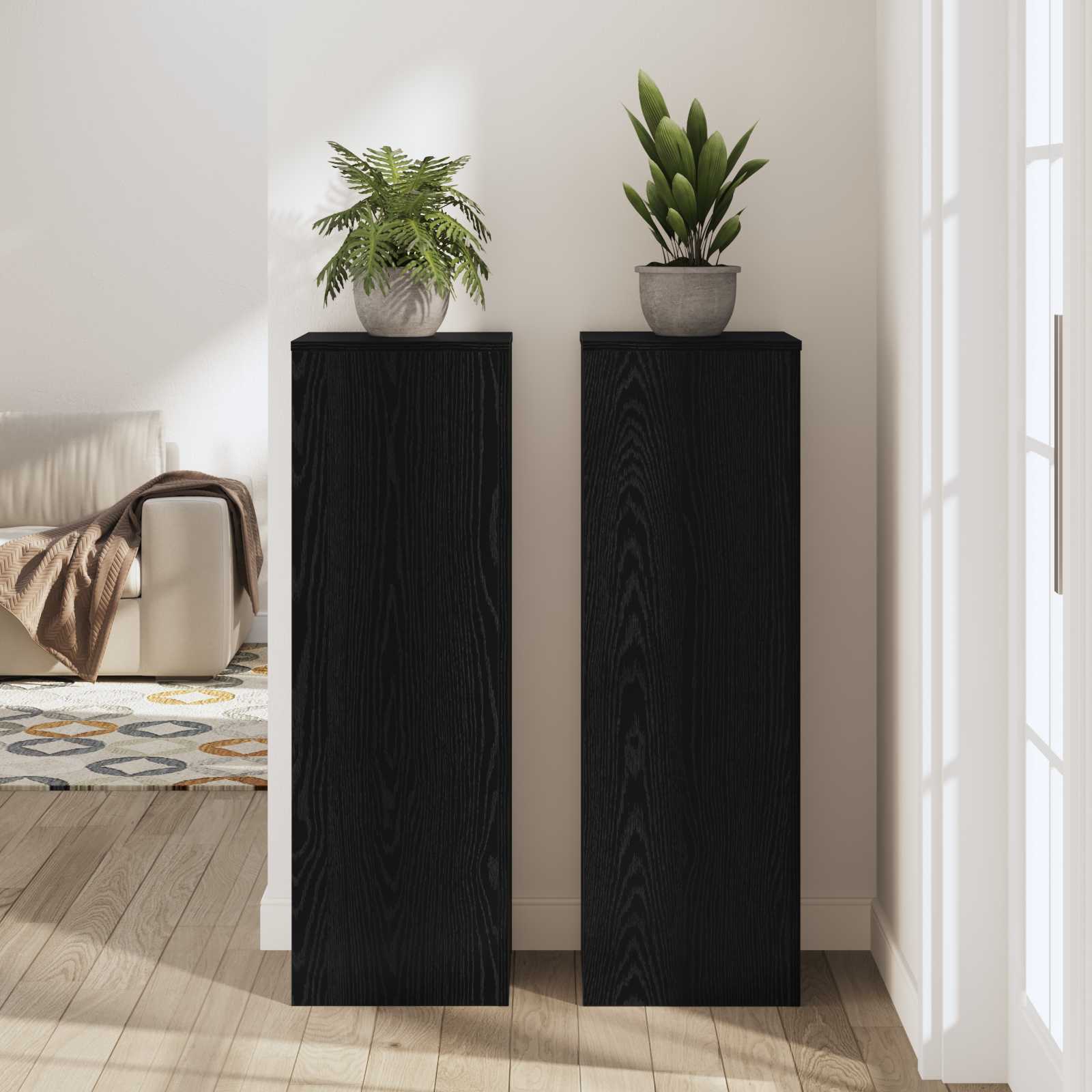 Plantenstandaard Zwart Eiken 33 x 33 x 100 cm Bewerkt hout – afbeelding 4