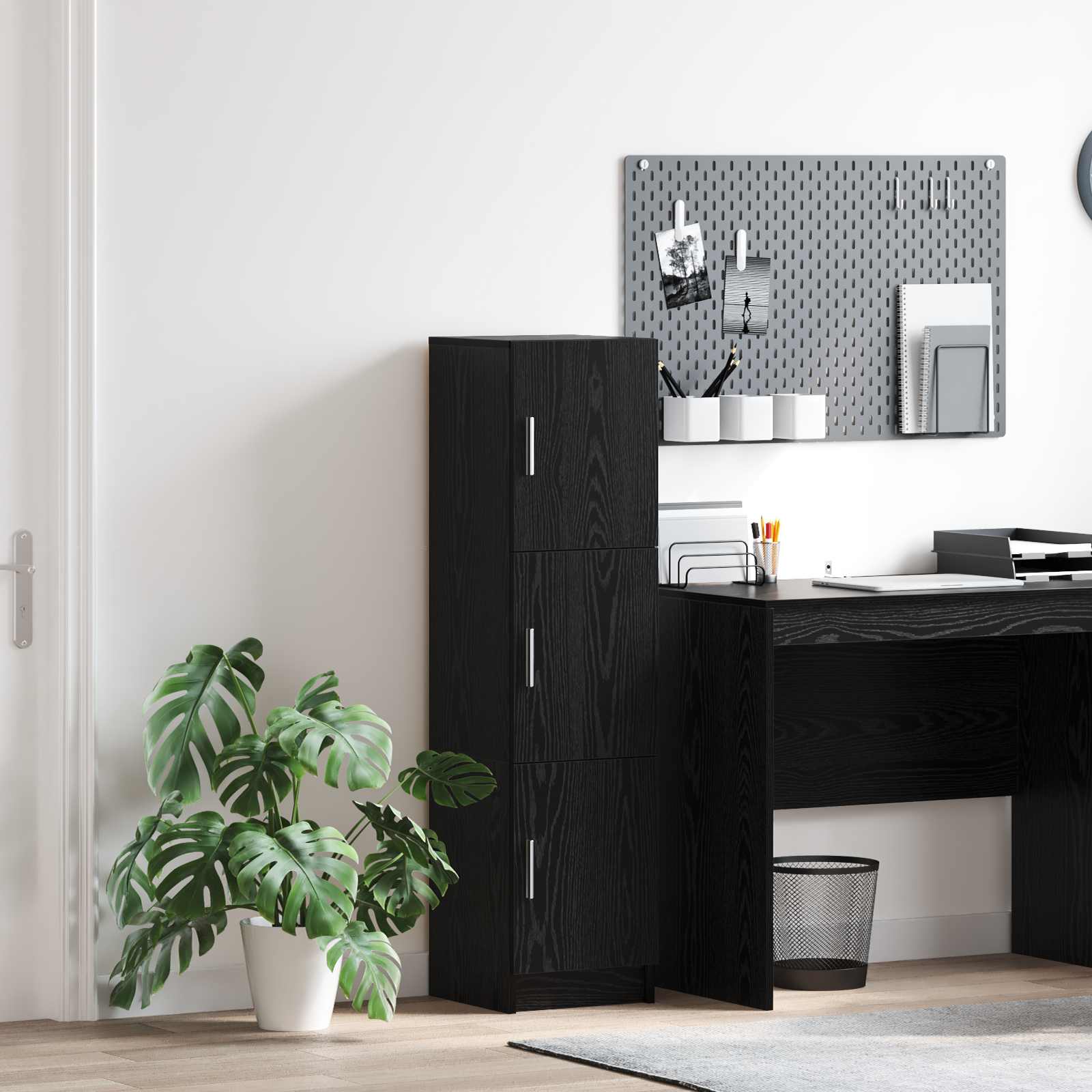Hoge kast Zwart Eiken 31.5 x 32 x 122.5 cm