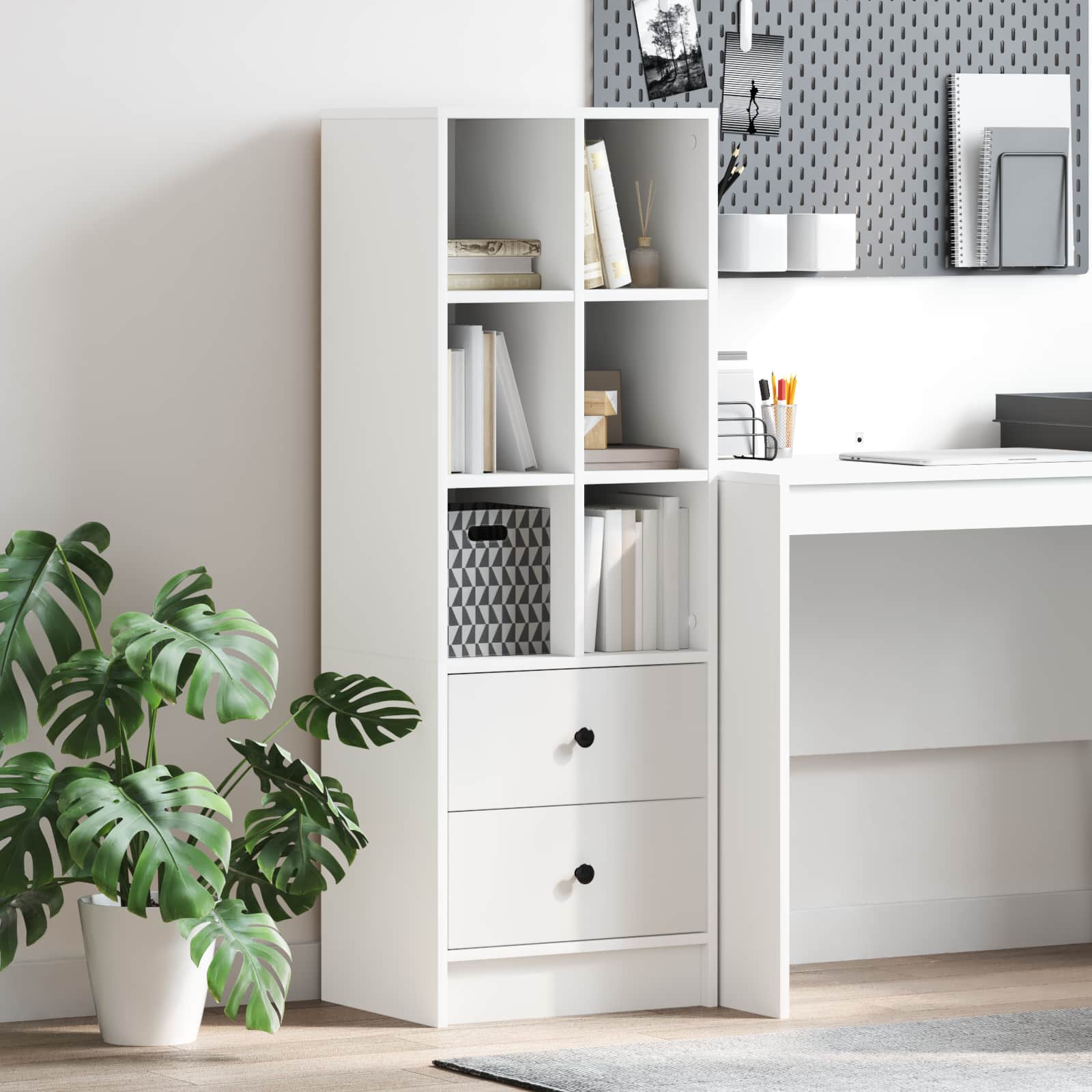 Hoge kast met lade Wit 45,5 x 34 x 127 cm