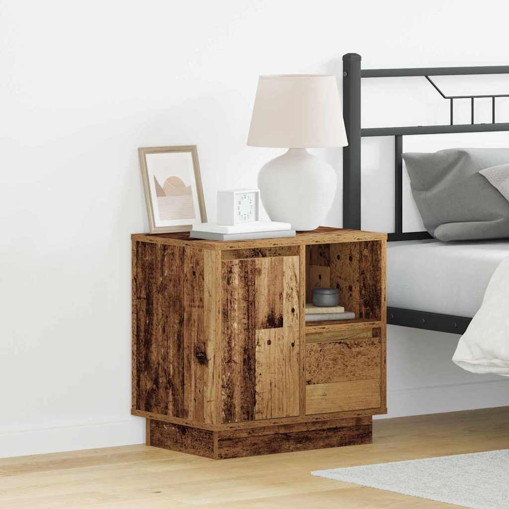 Nachtkastje met lade Oudhout 50 x 34,5 x 50 cm. Bewerkt hout