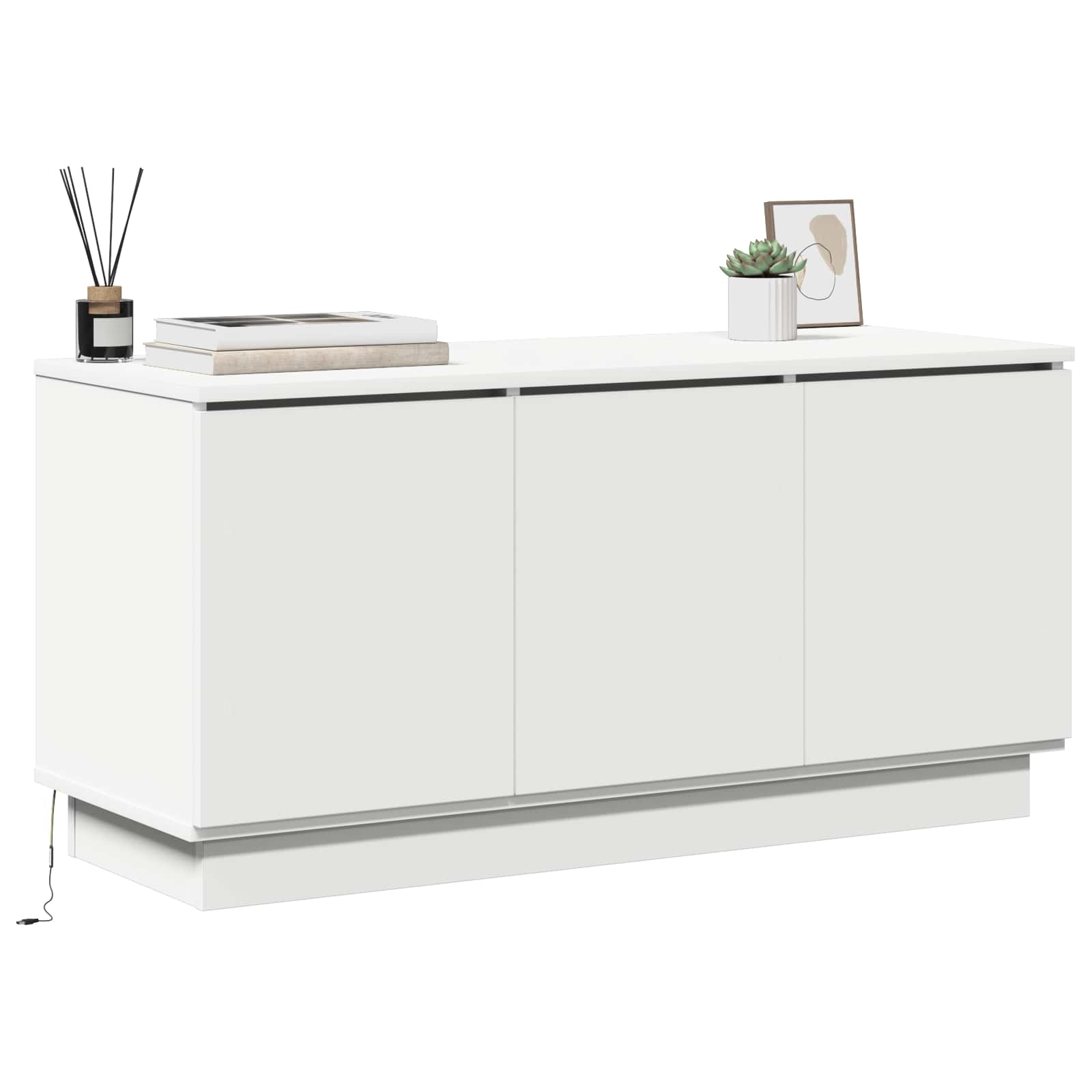 TV-kast met LED-striplichten Wit 100 x 38 x 49 cm Bewerkt hout – afbeelding 3
