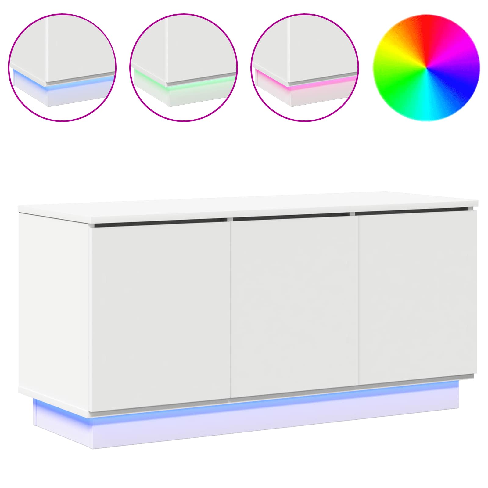 TV-kast met LED-striplichten Wit 100 x 38 x 49 cm Bewerkt hout – afbeelding 4