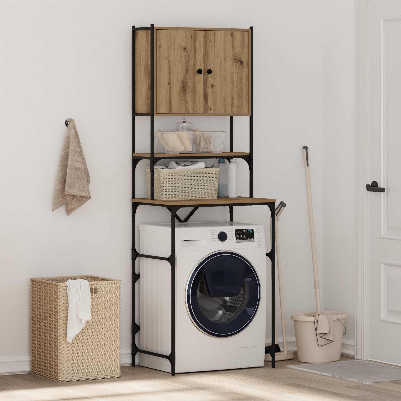 Wasmachinekast Artisan Eiken 68 x 48,5 x 194 cm Bewerkt hout