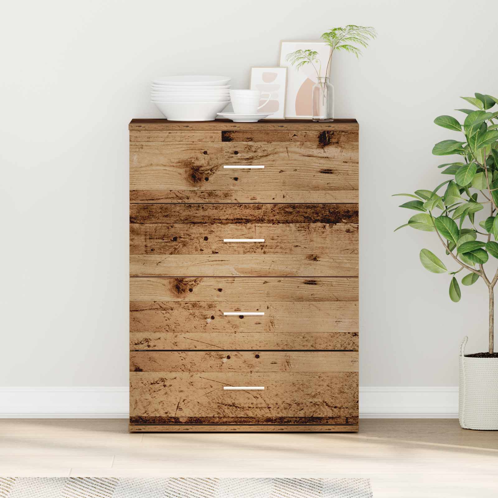 Dressoir met lade Oudhout 60 x 39 x 80 cm Bewerkt hout