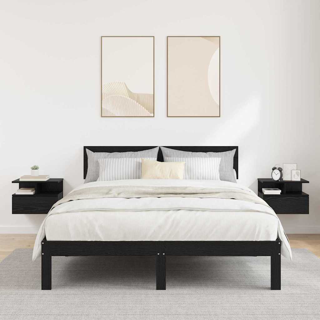 Vliegend Nachtkastje met lade 2 pcs Zwart Eiken 40 x 31 x 28 cm