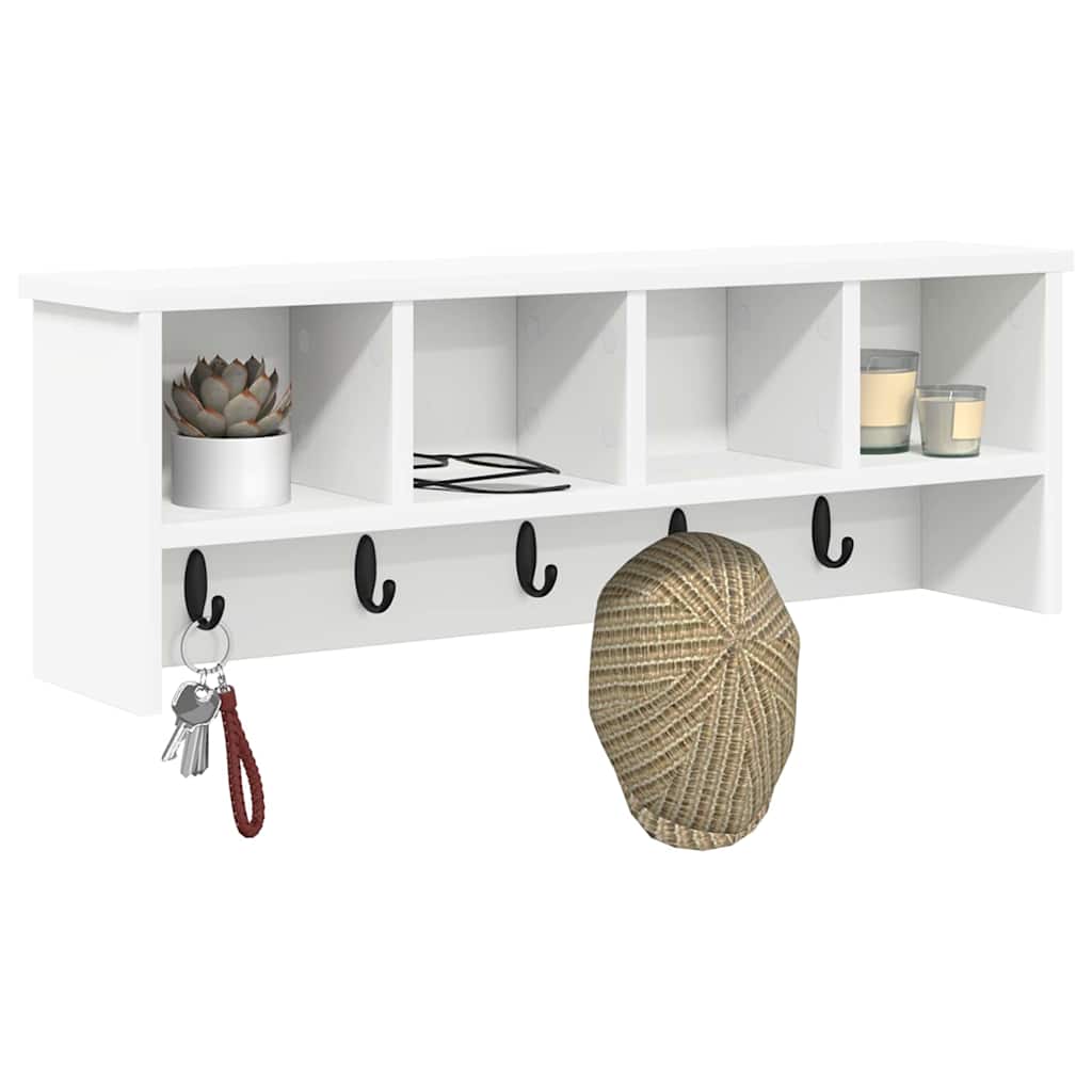 Wandgemonteerde kapstok Wit 75 x 16 x 26 cm Bewerkt hout – afbeelding 3