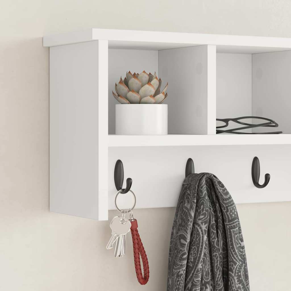 Wandgemonteerde kapstok Wit 75 x 16 x 26 cm Bewerkt hout – afbeelding 4