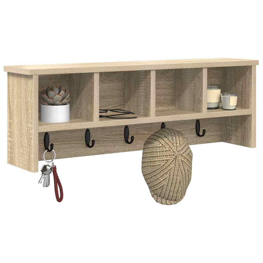 Wandgemonteerde kapstok met plank Sonoma Eiken 75 x 16 x 26 cm – afbeelding 3