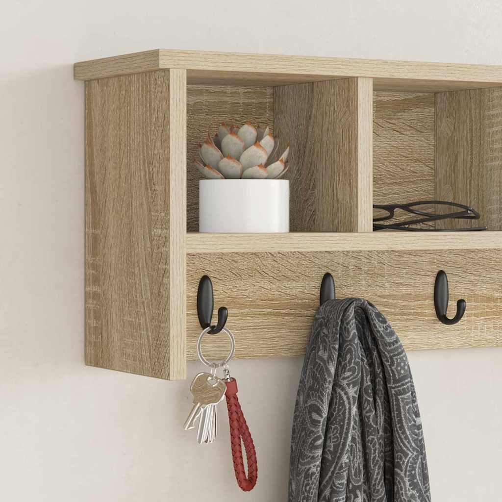 Wandgemonteerde kapstok met plank Sonoma Eiken 75 x 16 x 26 cm – afbeelding 4