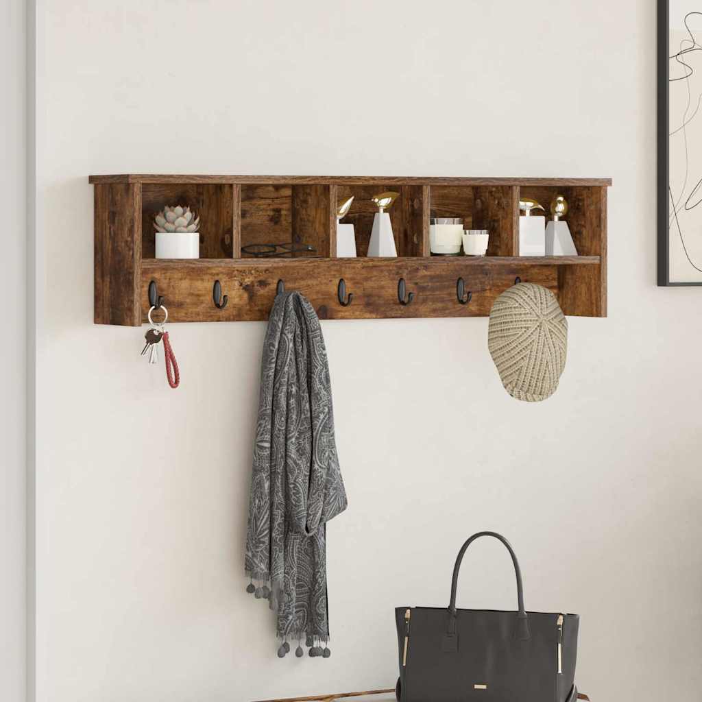 Wandgemonteerde kapstok Gerookt eiken 100 x 16 x 26 cm – afbeelding 1