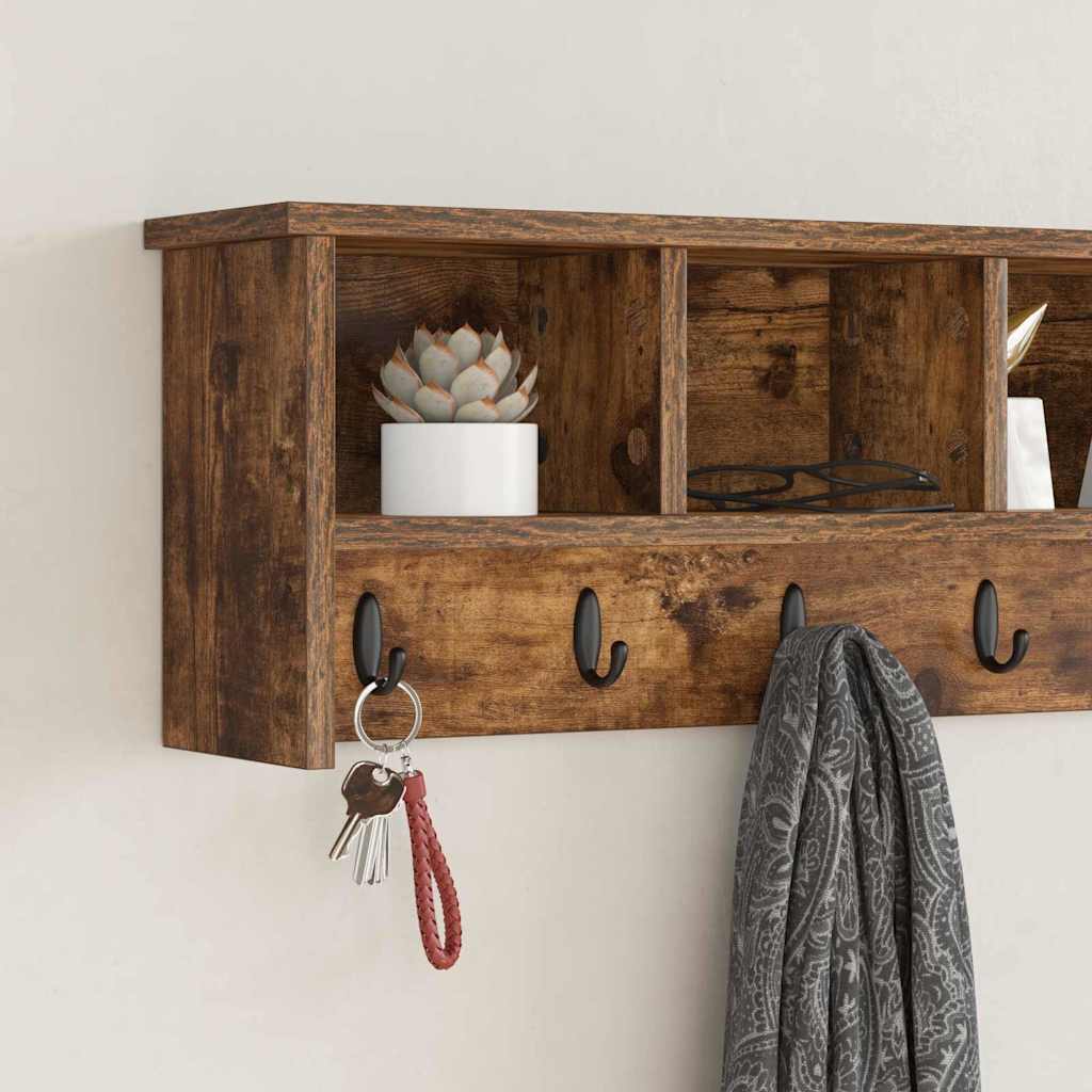 Wandgemonteerde kapstok Gerookt eiken 100 x 16 x 26 cm – afbeelding 4