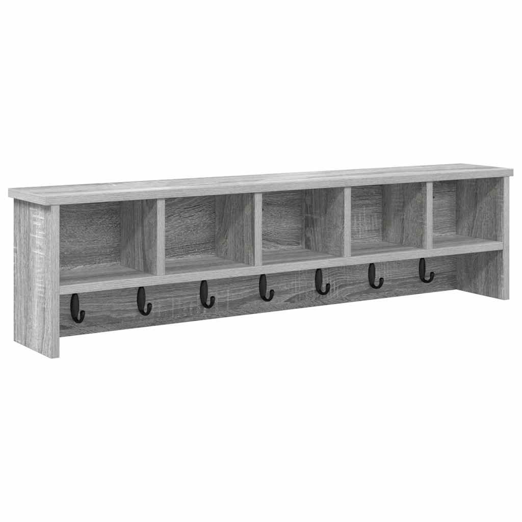 Wandgemonteerde kapstok met plank Grijs Sonoma 100 x 16 x 26 cm – afbeelding 2