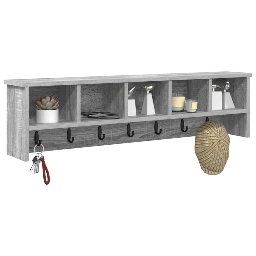 Wandgemonteerde kapstok met plank Grijs Sonoma 100 x 16 x 26 cm – afbeelding 3