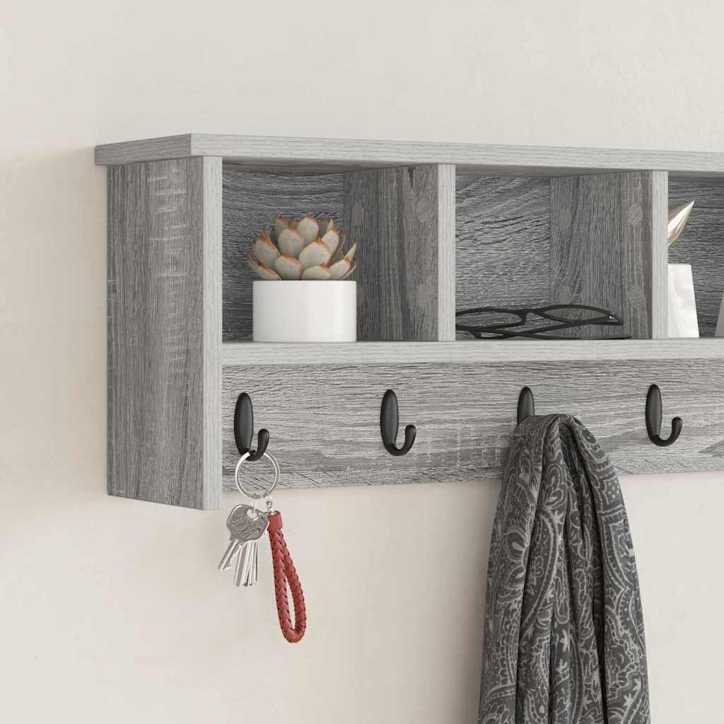 Wandgemonteerde kapstok met plank Grijs Sonoma 100 x 16 x 26 cm – afbeelding 4