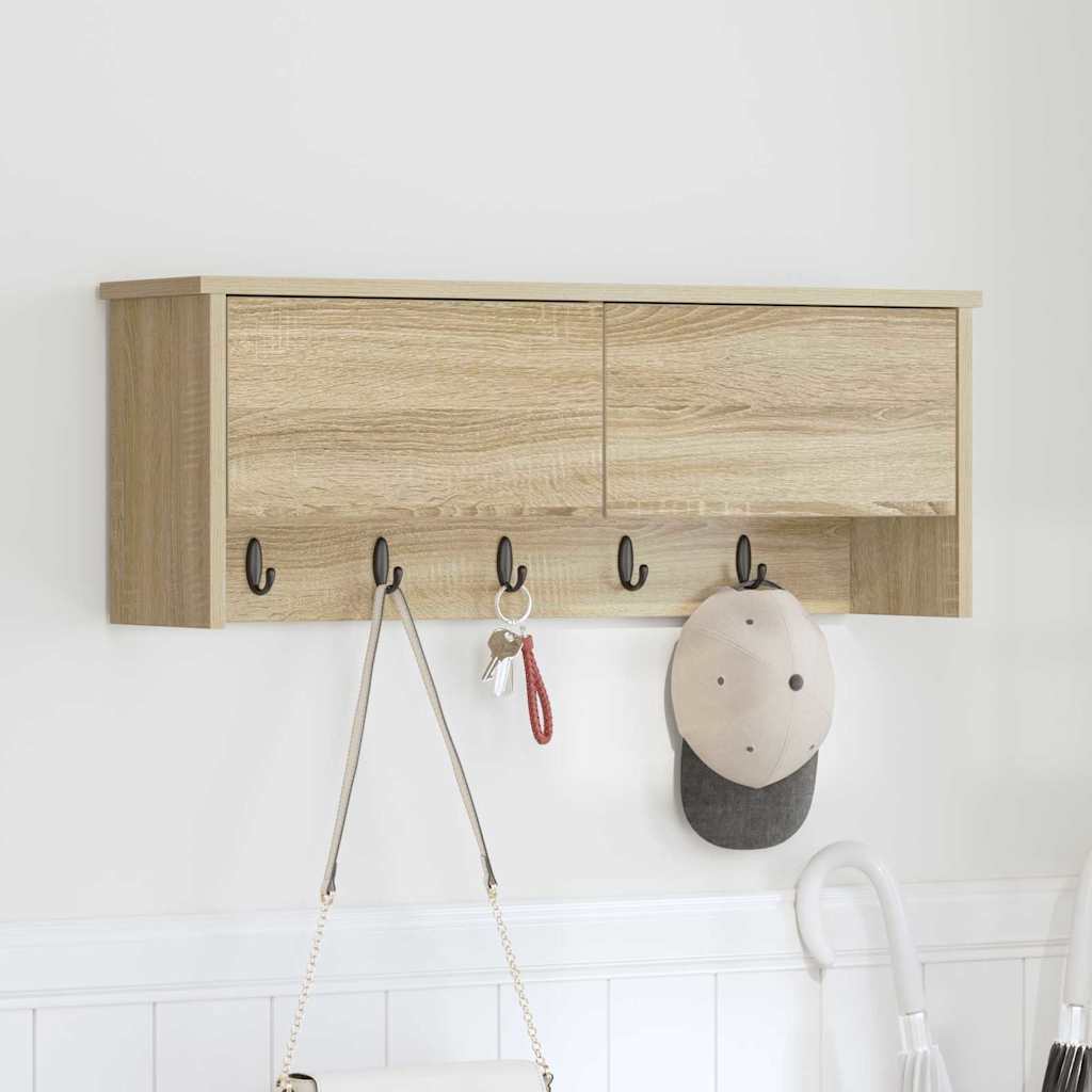 Wandgemonteerde kapstok met plank Sonoma Eiken 80 x 20 x 30 cm