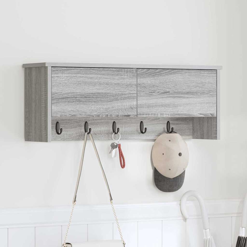 Wandgemonteerde kapstok met plank Grijs Sonoma 80 x 20 x 30 cm – afbeelding 1