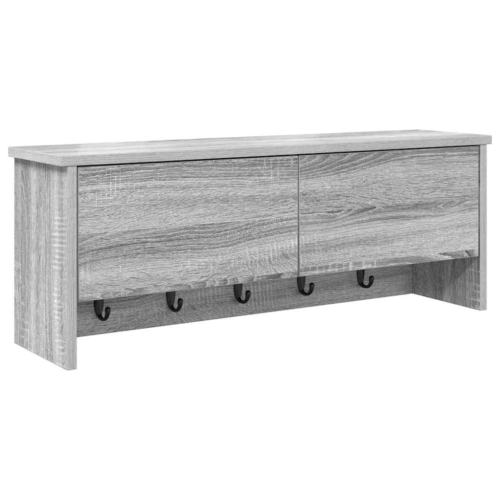 Wandgemonteerde kapstok met plank Grijs Sonoma 80 x 20 x 30 cm – afbeelding 2