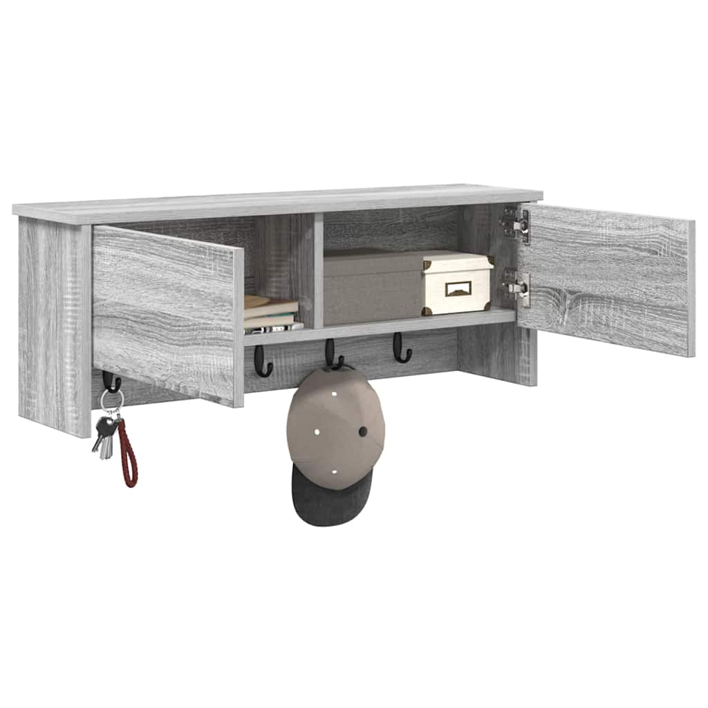 Wandgemonteerde kapstok met plank Grijs Sonoma 80 x 20 x 30 cm – afbeelding 3