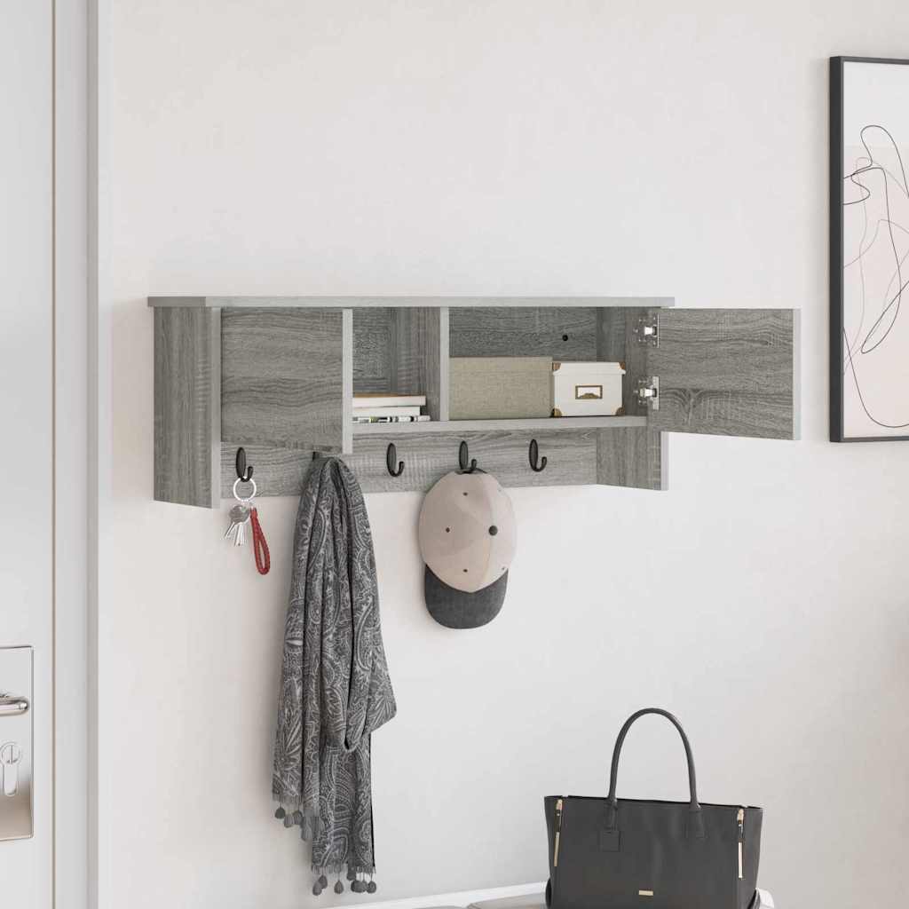 Wandgemonteerde kapstok met plank Grijs Sonoma 80 x 20 x 30 cm – afbeelding 4