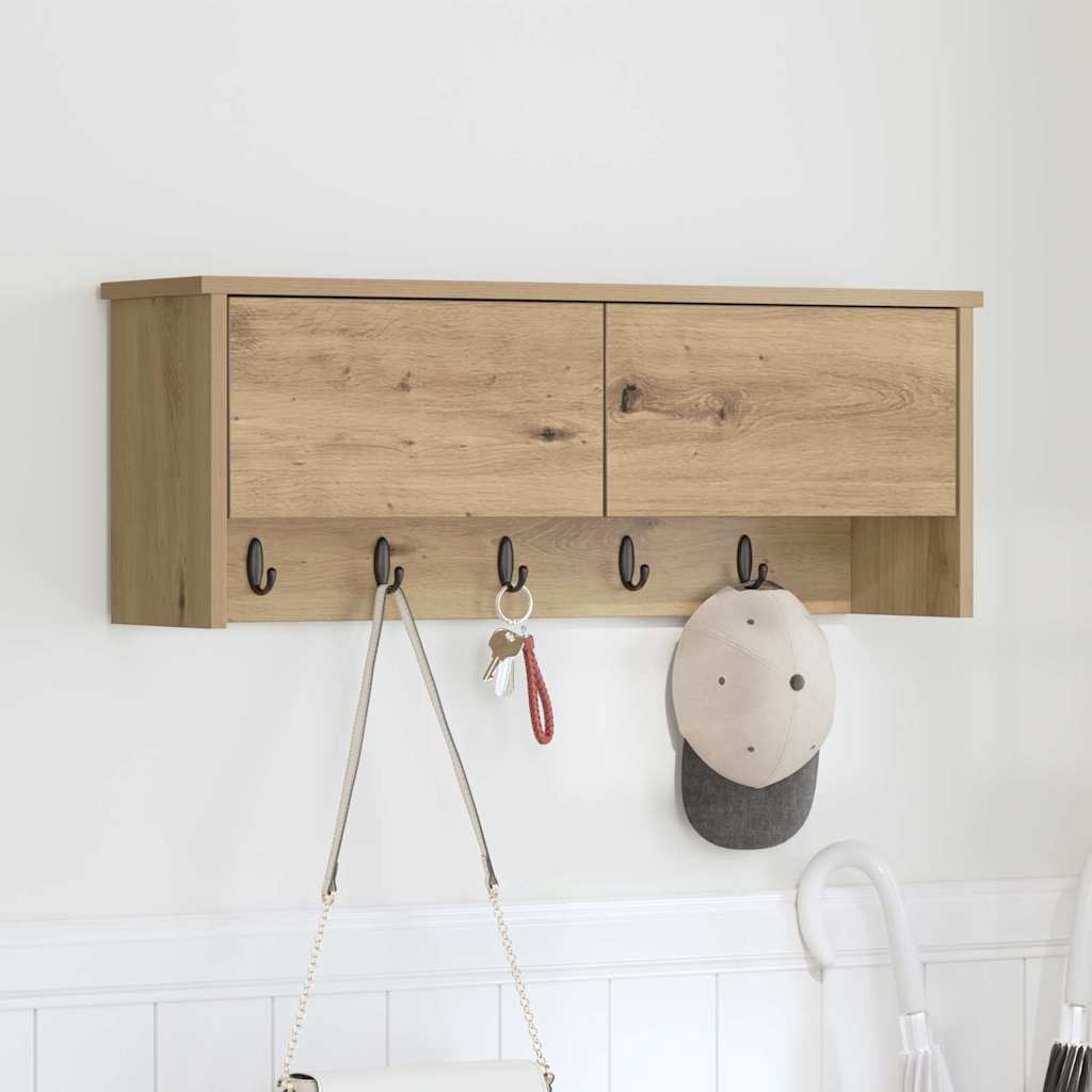 Wandgemonteerde kapstok met plank Artisan Eiken 80 x 20 x 30 cm