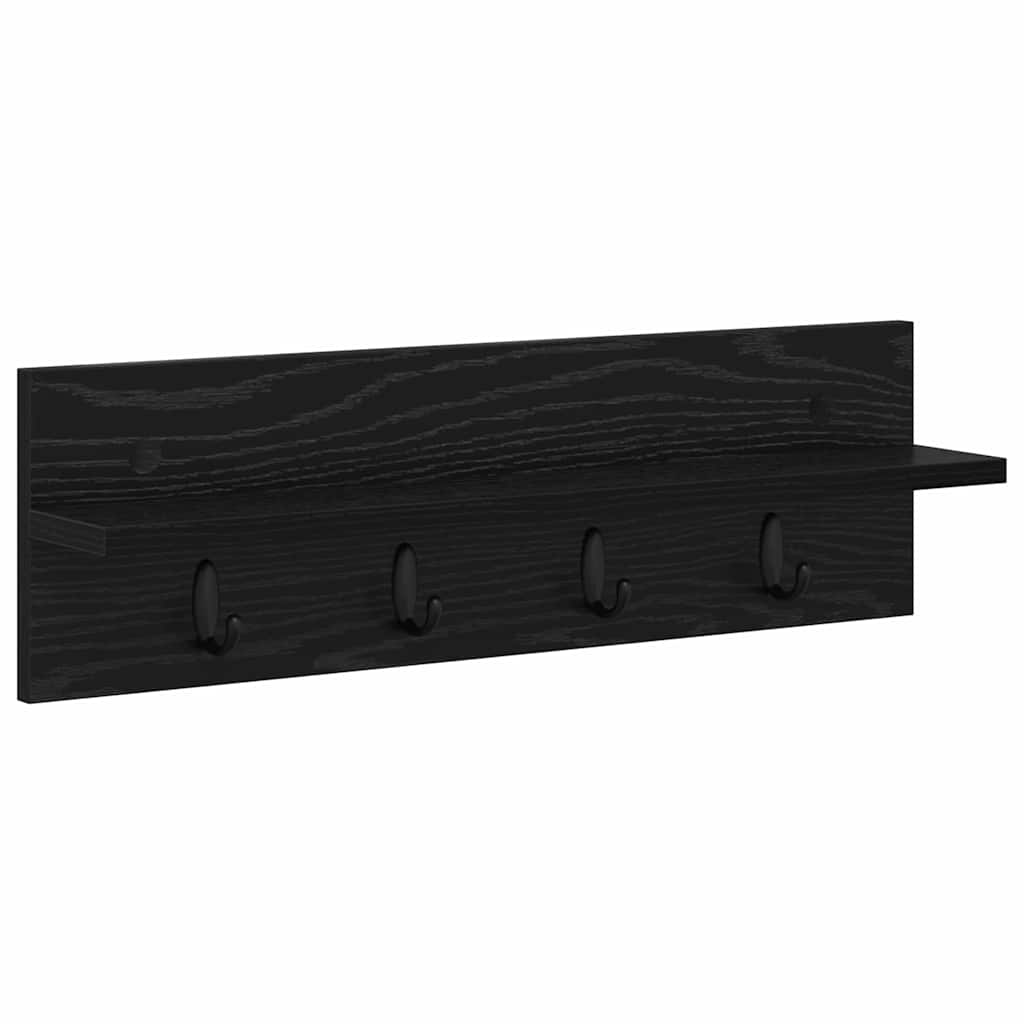 Wandgemonteerde kapstok Zwart Eiken 60 x 10,5 x 18 cm – afbeelding 2