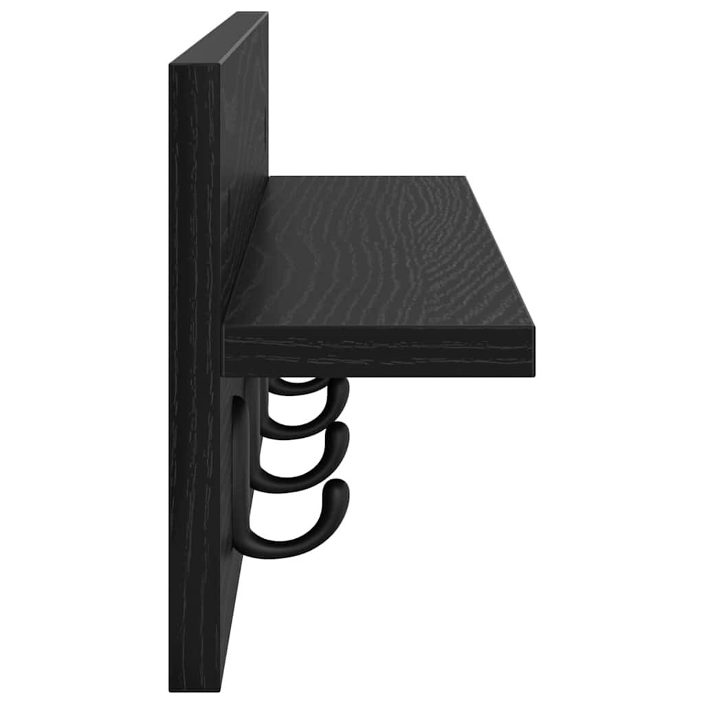 Wandgemonteerde kapstok Zwart Eiken 60 x 10,5 x 18 cm – afbeelding 6