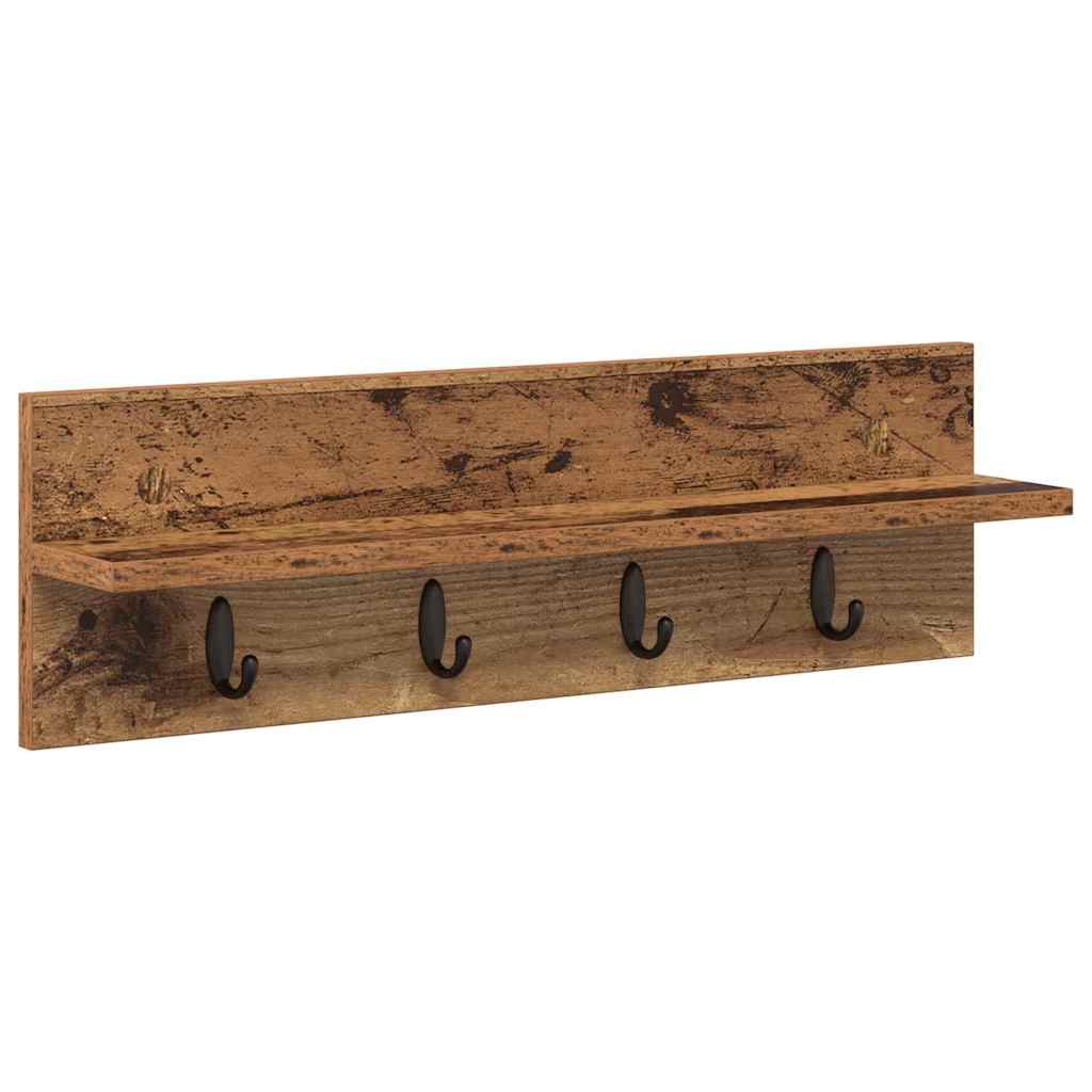 Wandgemonteerde kapstok Oudhout 60 x 10,5 x 18 cm Bewerkt hout – afbeelding 2