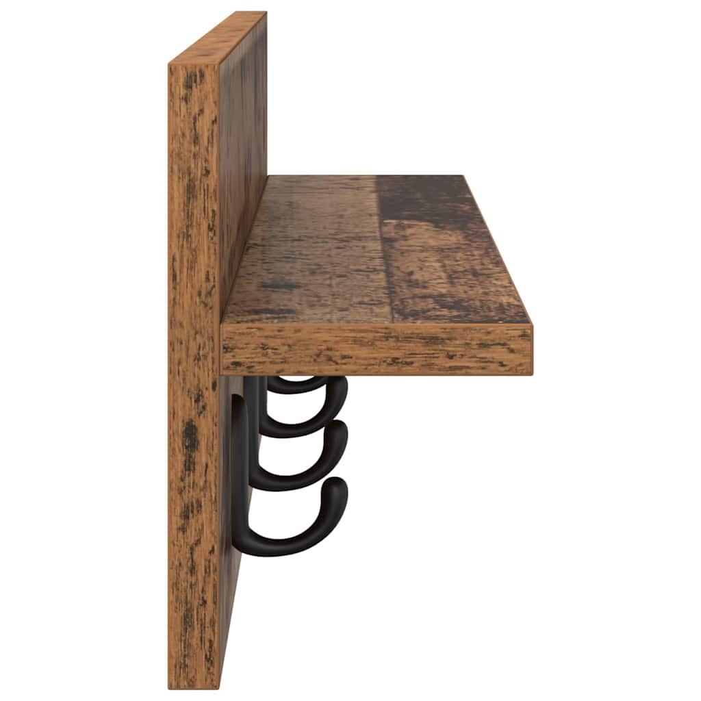Wandgemonteerde kapstok Oudhout 60 x 10,5 x 18 cm Bewerkt hout – afbeelding 6