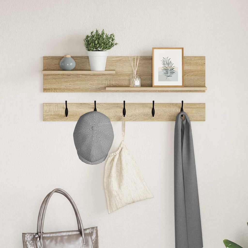 Wandgemonteerde kapstok met plank Sonoma Eiken 90 x 15 x 36 cm