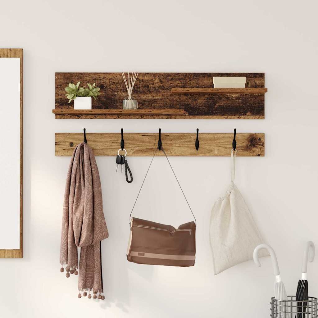 Wandgemonteerde kapstok Oudhout 90 x 15 x 36 cm Bewerkt hout – afbeelding 4