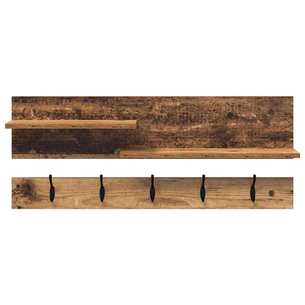 Wandgemonteerde kapstok Oudhout 90 x 15 x 36 cm Bewerkt hout – afbeelding 5
