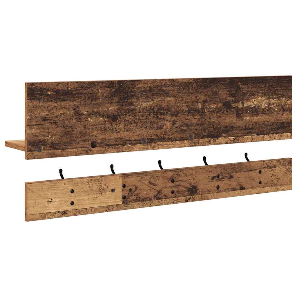 Wandgemonteerde kapstok Oudhout 90 x 15 x 36 cm Bewerkt hout – afbeelding 7