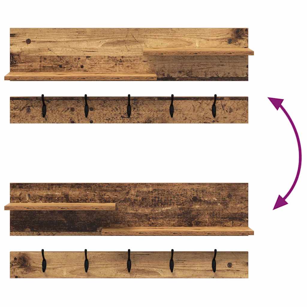 Wandgemonteerde kapstok Oudhout 90 x 15 x 36 cm Bewerkt hout – afbeelding 9