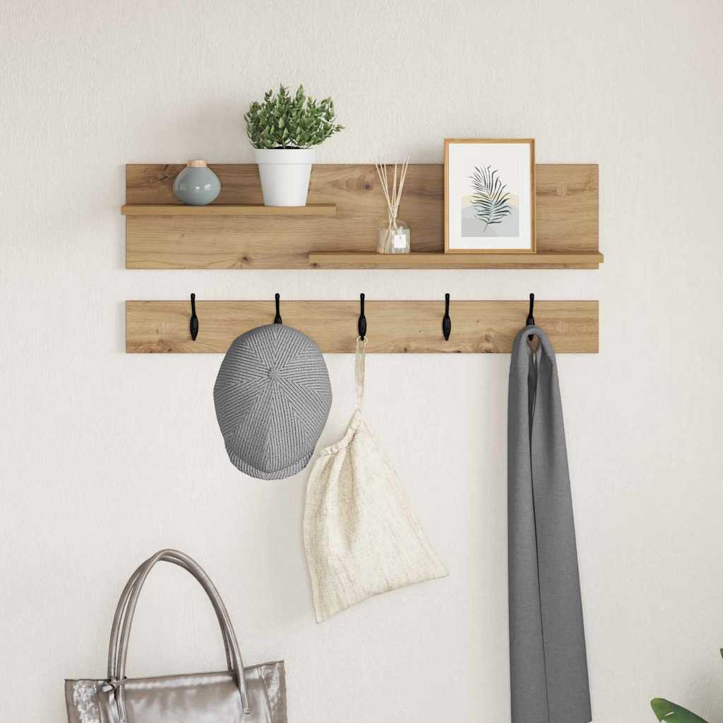 Wandgemonteerde kapstok met plank Artisan Eiken 90 x 15 x 36 cm