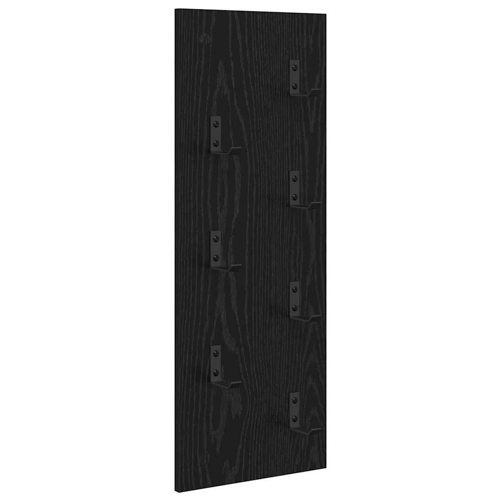 Wandgemonteerde kapstok met opslag Zwart Eiken 30 x 1,5 x 80 cm – afbeelding 2